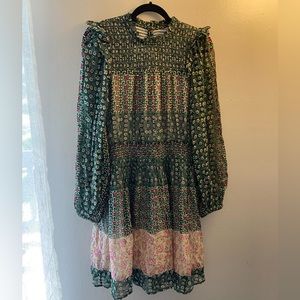 Anthropologie Smocked Drop Waist Floral Dress